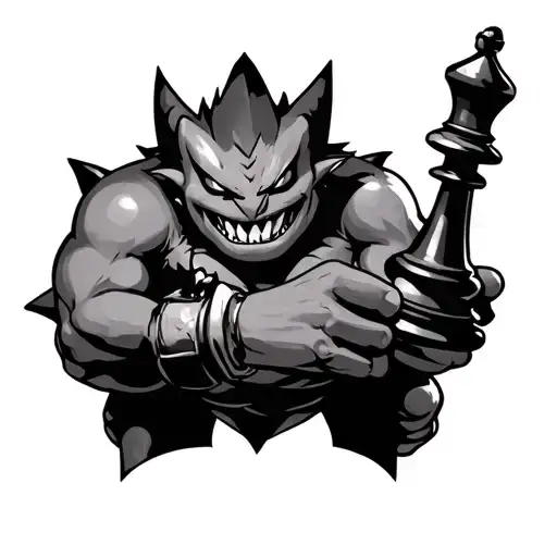 Gengar Holding A Chess Piece