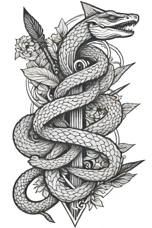 Arrow With Snake Wrapped Around It