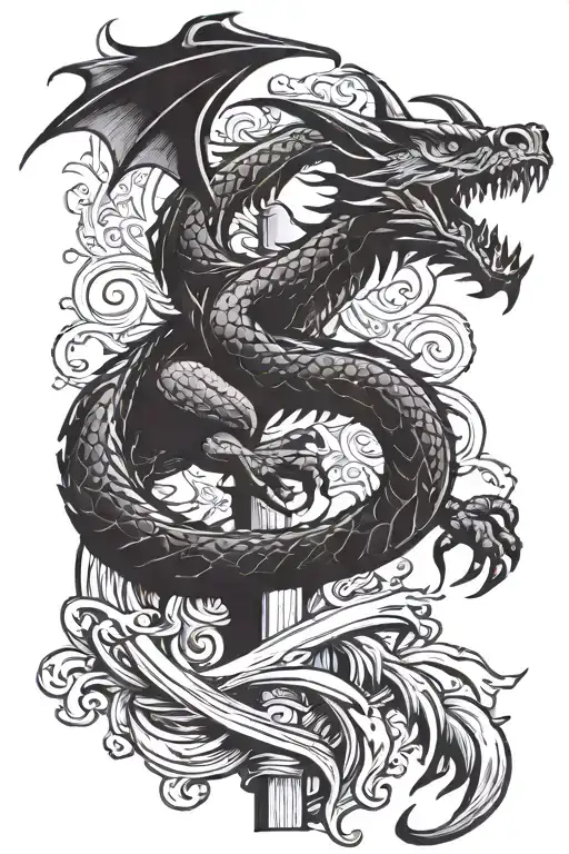 Dragon Climbing On A Cross