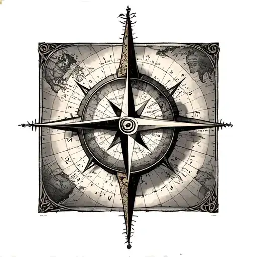 Ancient Compass On A Map Of The World Of Shadows