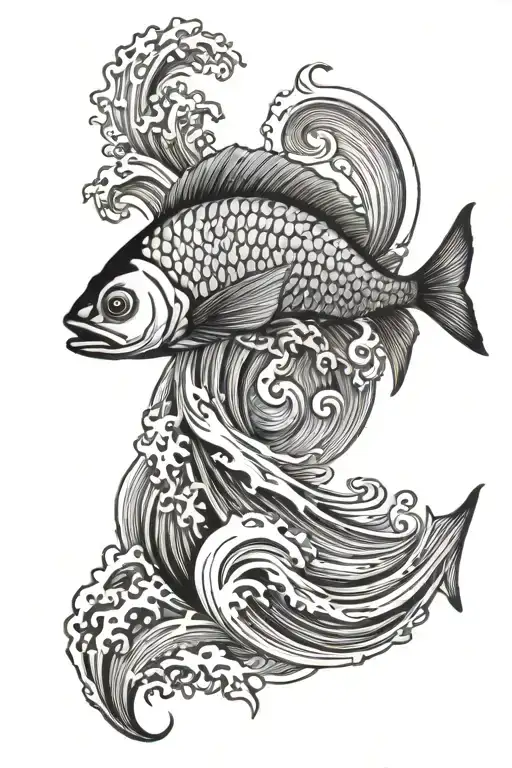 Wave And Fish Jumping