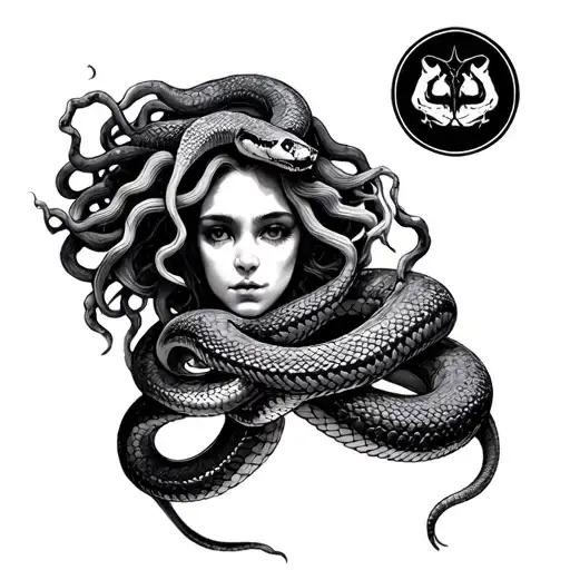 Medusa Holding Snake