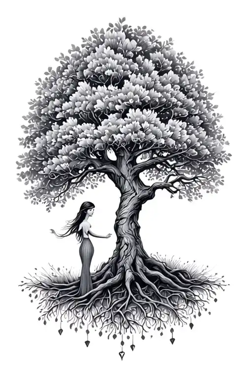 Mother Daughter Tree Fine Line