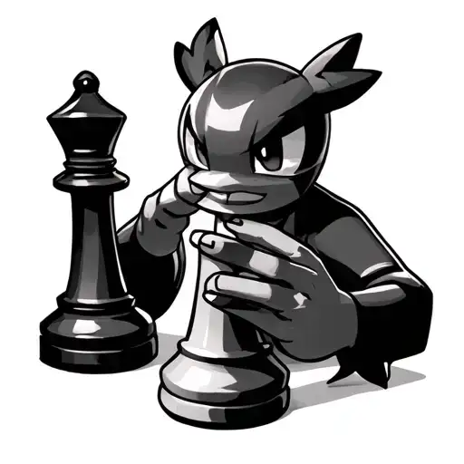 Pokeon Holding A Chess Piece