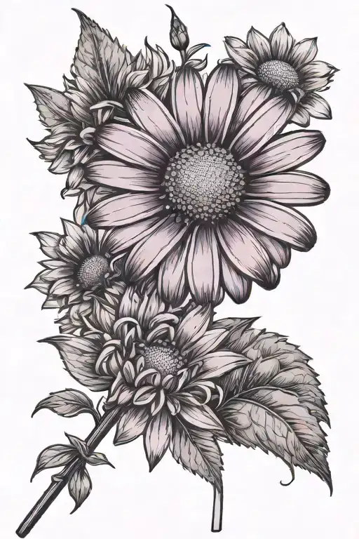 Purple Daisy Flower With Spear For Stem