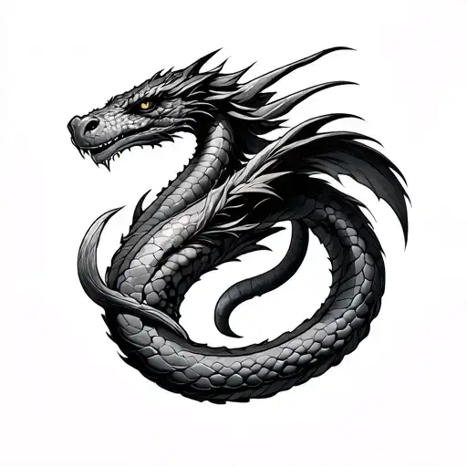 The Head Of The Snake Tail With The Head Of The Head Is The Dragon Wing