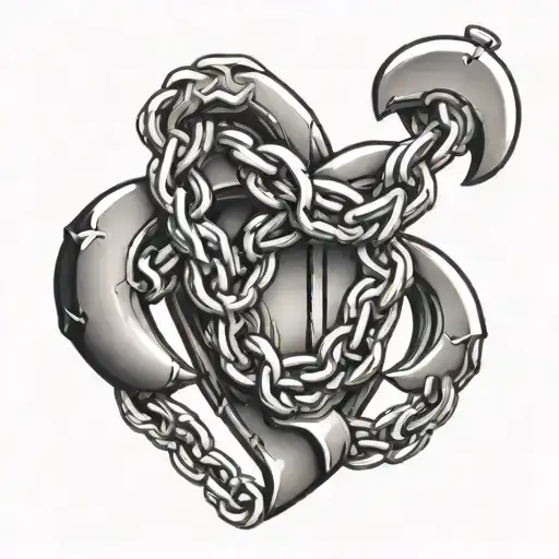 Chain Heart Outline In Marine Or Anchor Chain Link