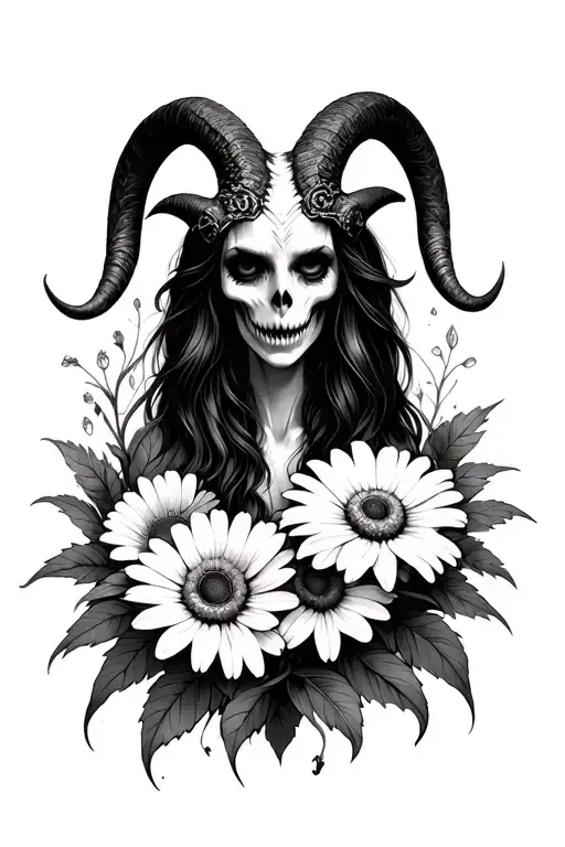 Baphomet Daisy's& Lillie Flowers Creepy Satanic Style