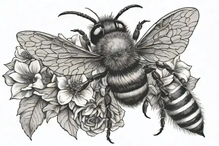 Bee With Floral Wings Spread