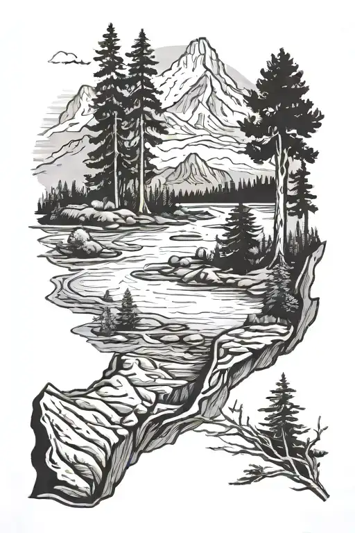 A Wilderness Family Related And Oregon Related Realistic Tattoo With A Bit Of Western