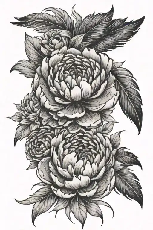 Feather And Peony Flower