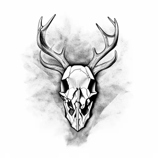 Deer Skull With Bolt Action Rifle