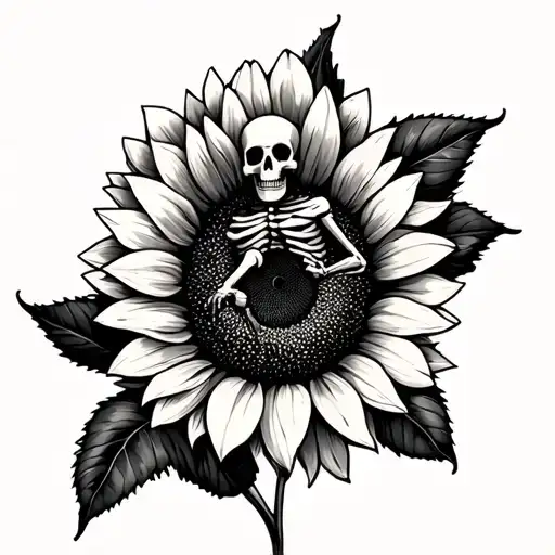 Small Skeleton Riding Sunflower