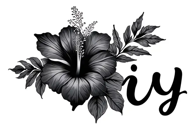 Family Written In Script With Hibiscus Flower Surrounded