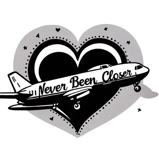 Plane Making A Heart With A Dotted Line Track Around The Words Never Been Closer