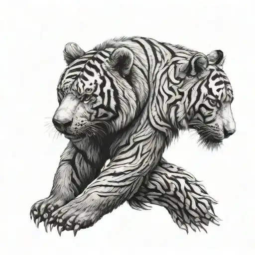 Bear And Tiger On Hand