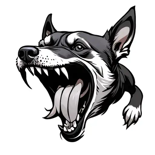 Dog With Rage And Large Fangs