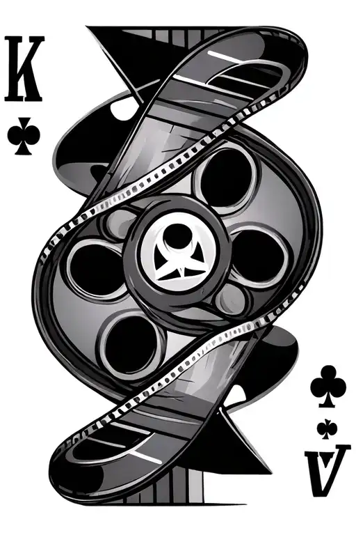 Ace Card Fused With Film Reel Intertwined