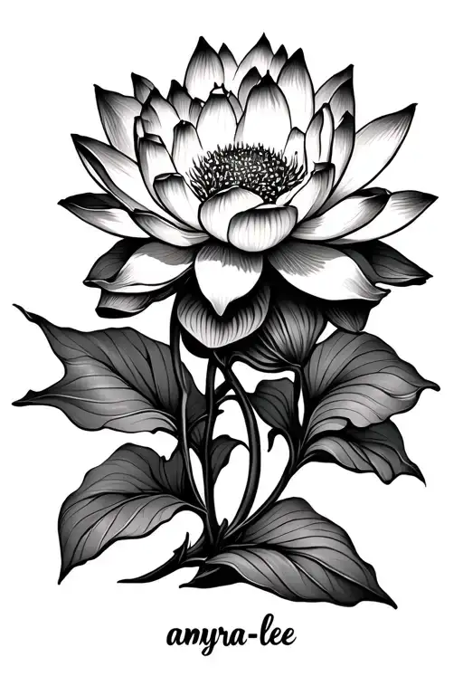 Lotus Flower With The Name Amyra-lee Intertwined In The Stem