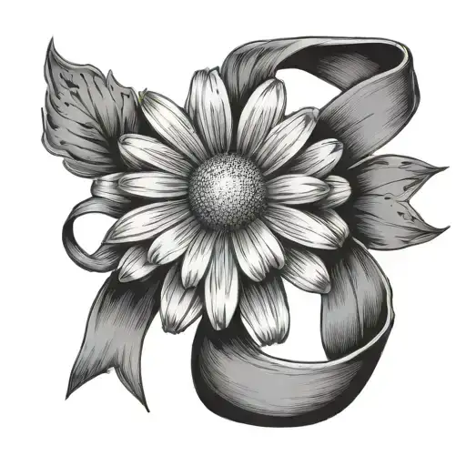 Daisy Flower Wrapped With Ribbon Tied