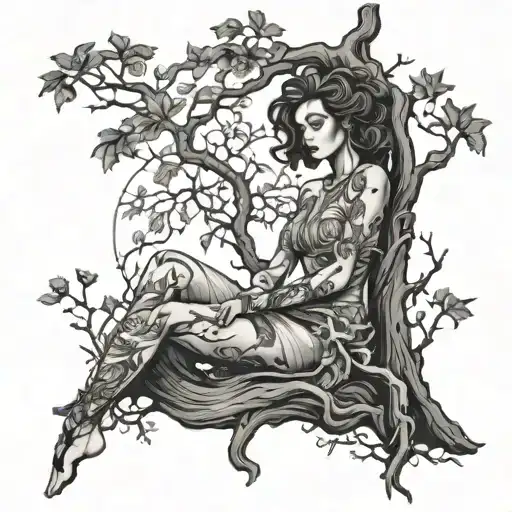Feminine Tree Woman Posing