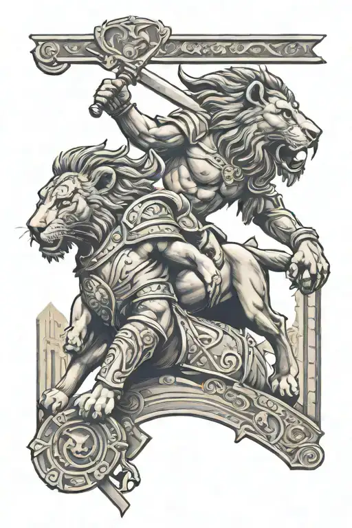 Gladiator & Lion In Colosseum