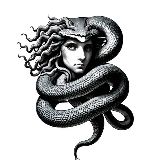 Medusa Holding Snake