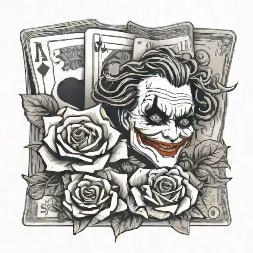 Joker Roses Cards Stacked Money