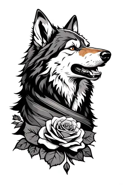 Howling Wolf Wearing A Rosery Wrapped