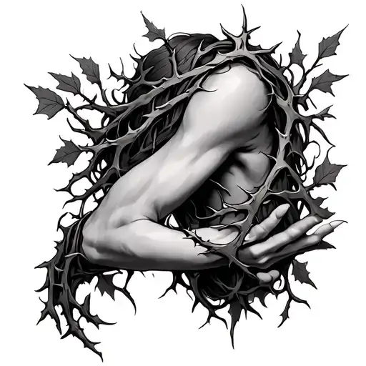 Vine And Thorns Wrapped Around Elbow That Run Down Forearm
