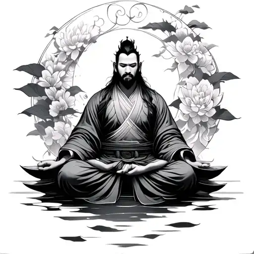 Samurai In Lotus Position His Body