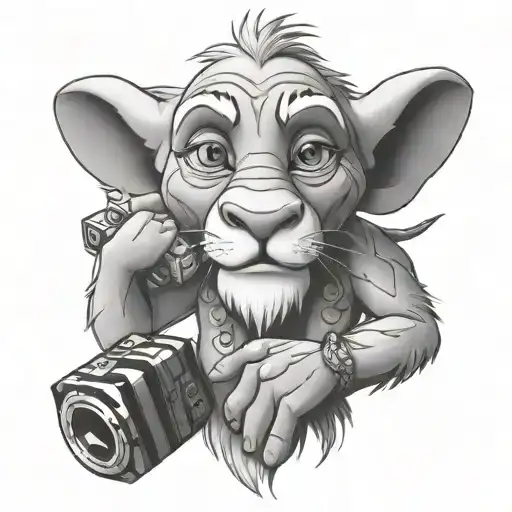 Rafiki From Lion King Holding A Dumbell In One Hand And A Rubiks Cube In The Other Hand