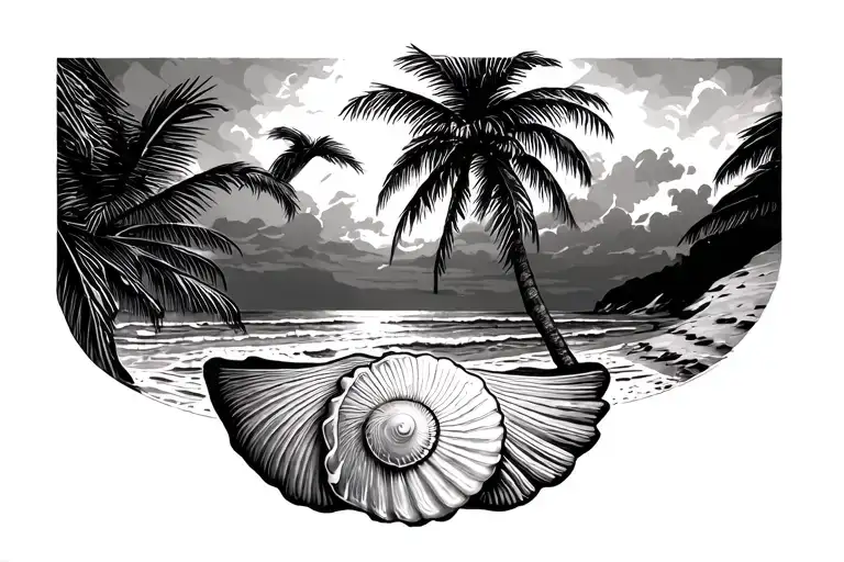 Beach Seashell Palm Tree