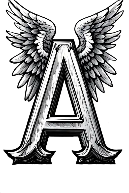 Letter A With Angel Wings