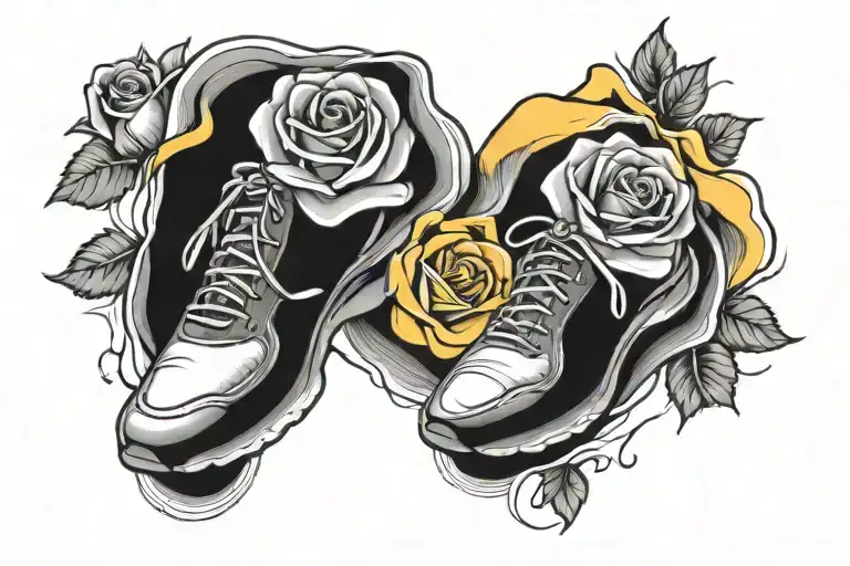 Running Shoes Hat And Yellow Rose