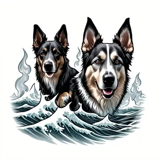 Dogs Waves Fire Camping Sleeve