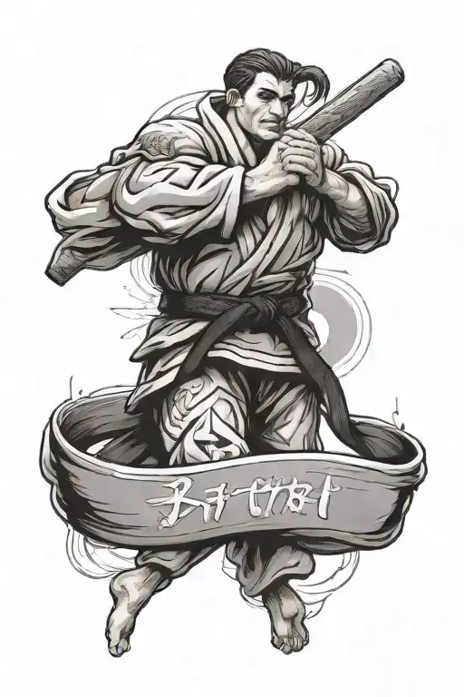 Brazilian Jiu Jitsu Black Belt Design On Arm