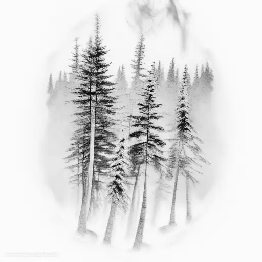 Pine Trees Washed In The Ocean