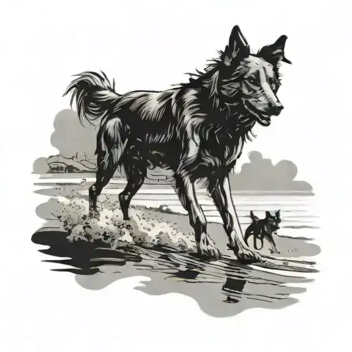 A Silhouette Of You And Your Dog Running Together On The Beach