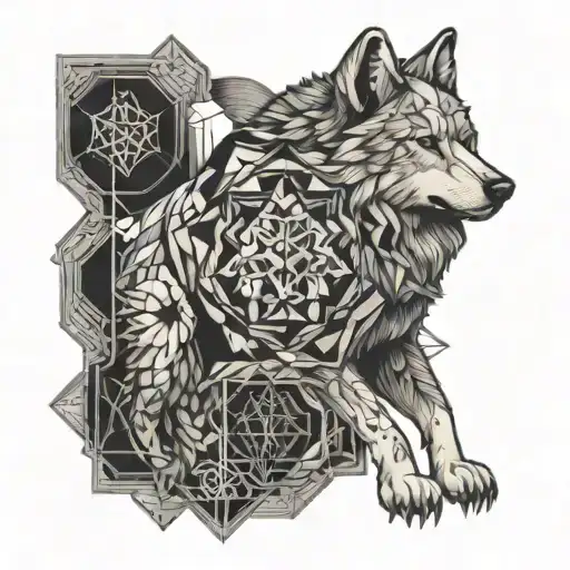 Metatrons Cube With Wolf