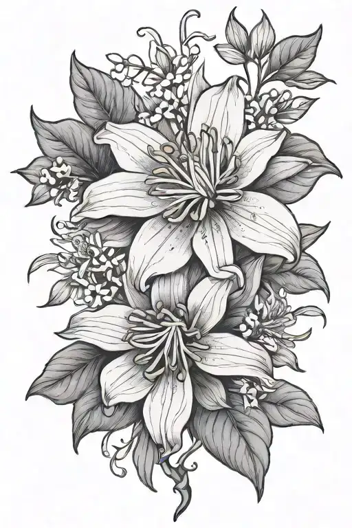 Black And White Honeysuckle Flower Tattoo With Jacob Allen In Stem