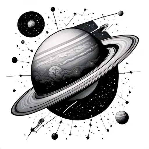 Aquarius Constellation With Planet Saturn And Uranus