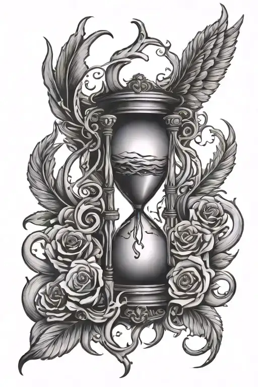 Dark Tattoo That Combines An Hourglass And Tenticles