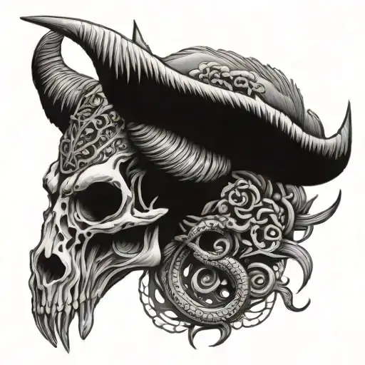 Bison Skull With Snakes