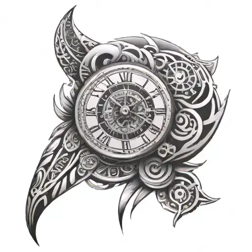 Maori Sleeve Incorporates A Clock With Car Parts