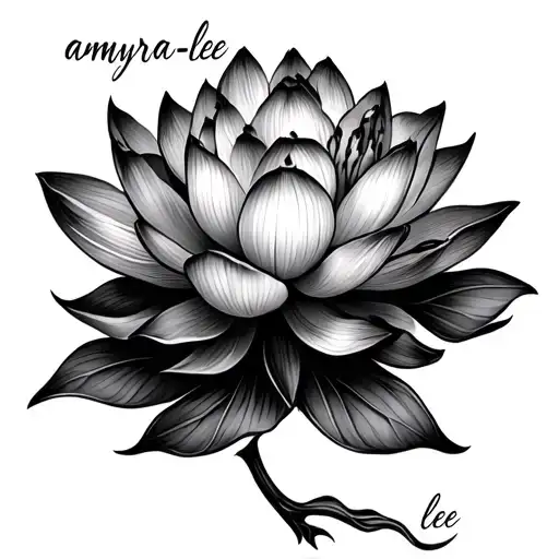 Lotus Flower With The Name Amyra-lee Intertwined In The Stem
