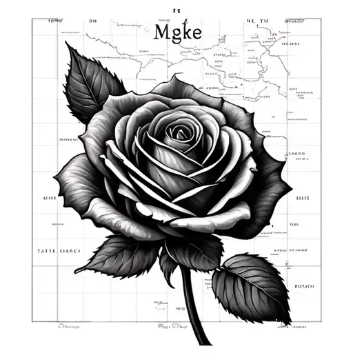 Name Rose With Old Map Background
