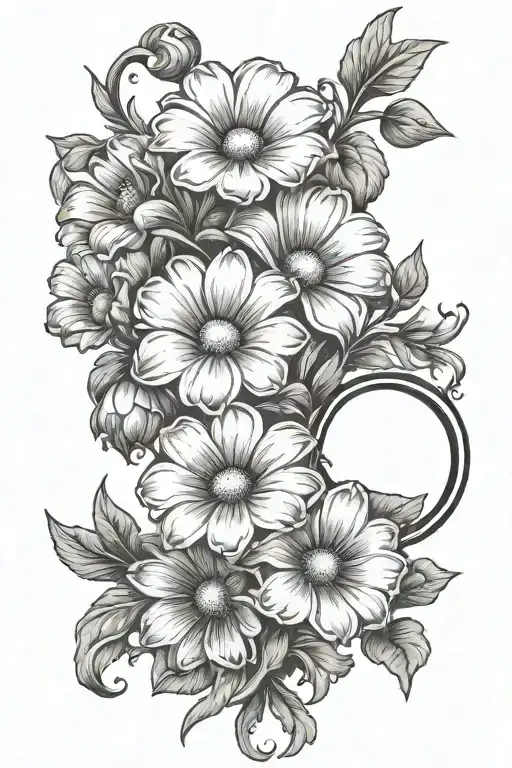 Halo Daisy Sweet Pea Flowers Initials Intertwined Jam