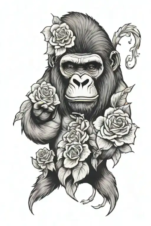 Gorilla Smoking With Flowers