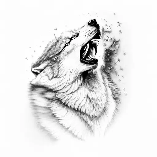 Engine Parts Forming A Howling Wolf Design